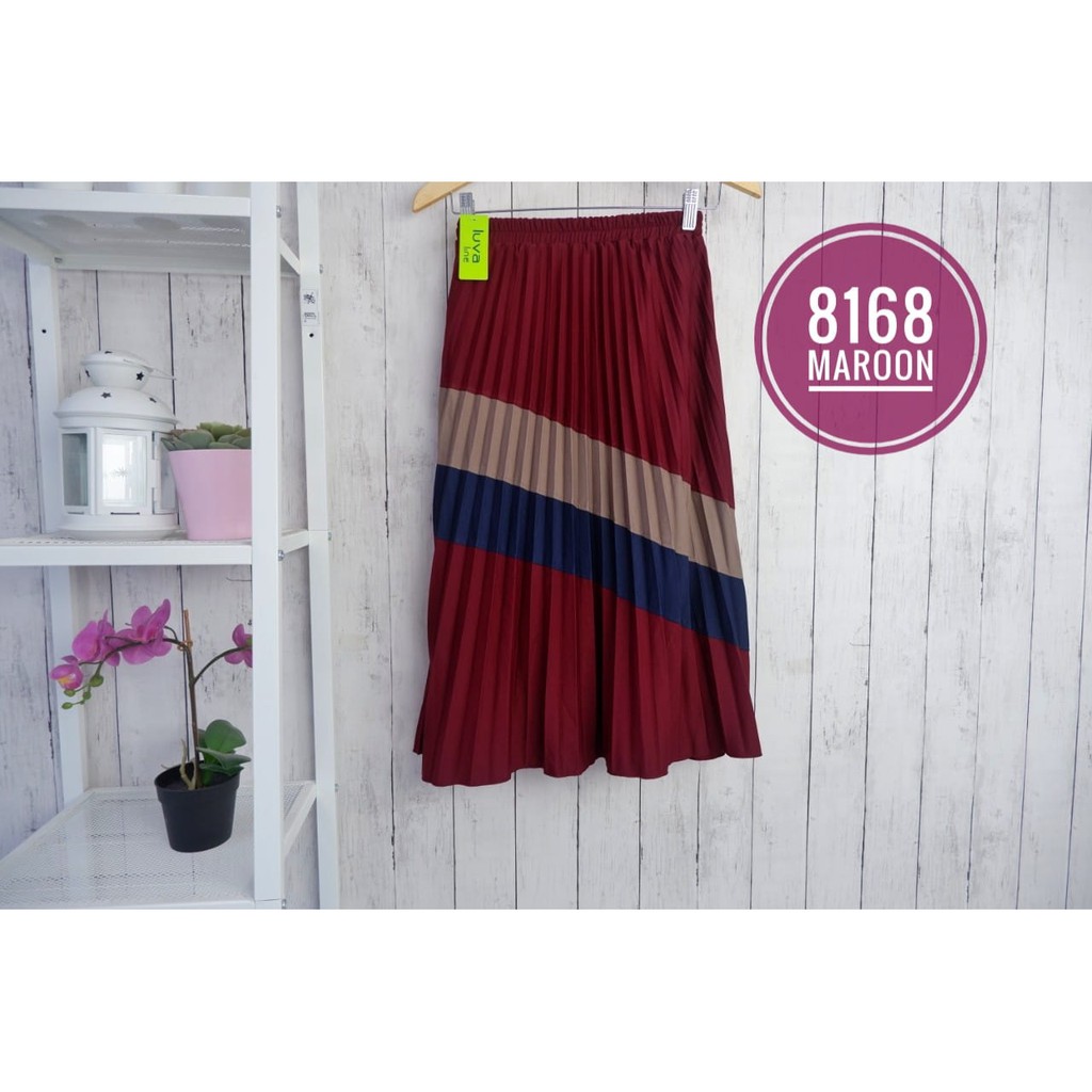 ROK PLISKET ANAK KOMBINASI 8168 PRISKET ANAK PANJANG PLEATED SKIRT FLARE SKIRT MAYUNG FLOWY REMPEL