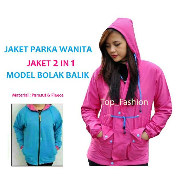 Jaket Parka Bolak Balik Wanita Premium Jacket BB Cewek Kupluk 2 in 1 Dewasa  Perempuan Jeket Hoodie