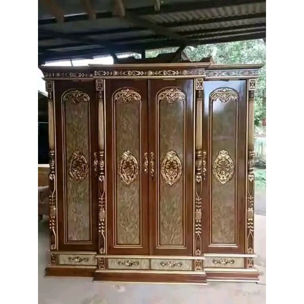 LEMARI PAKAIAN MINIMALIS ALMARI JATI TUA MEWAH MURAH JEPARA