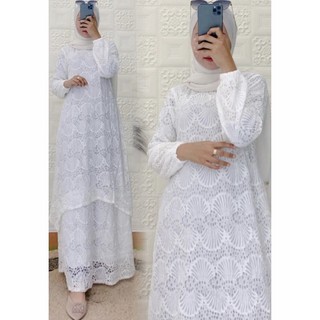  Baju  Gamis Melayu  Brukat Putih Gamis Malaysia Brokat  