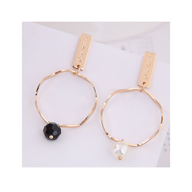 LRC Anting Tusuk Fashion Gold Metal Ring Earrings A58422