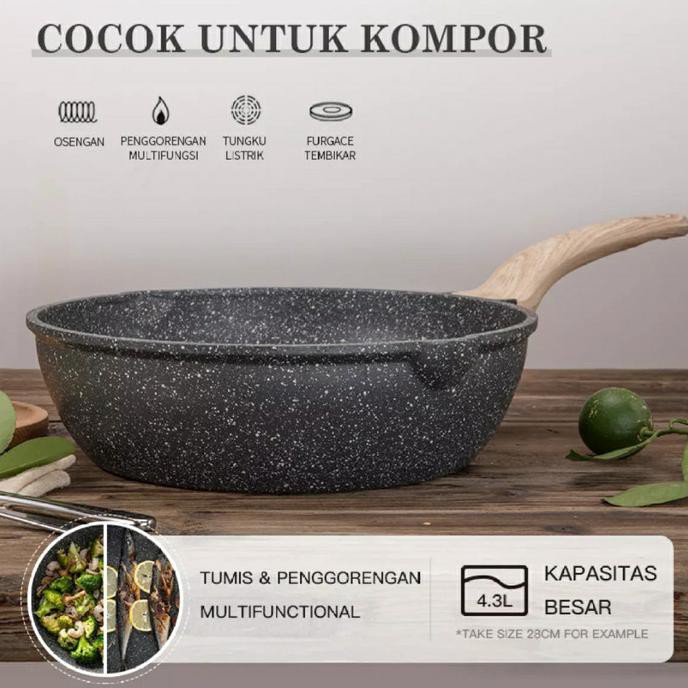 Murah Ready Stock Carote Deep Frypan Wok Pan 24 Cm Diskon