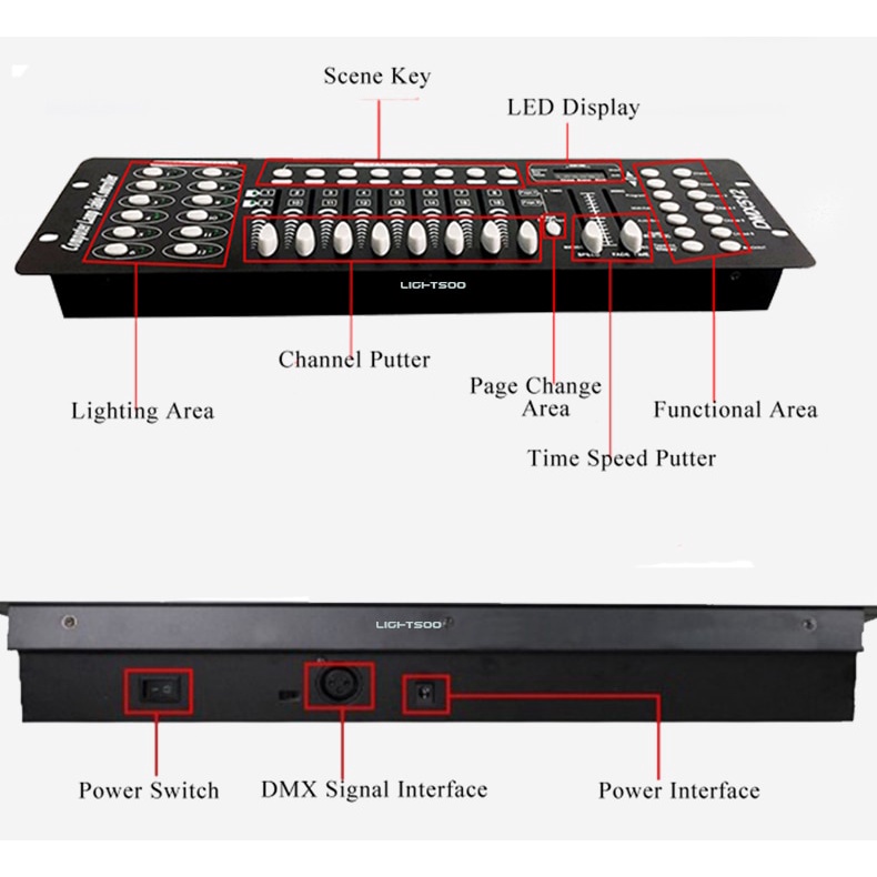 SHEHDS DMX512 Controller 192 Channels Mixer Professional Terminal Kontrol Lampu DMX 512 192CH untuk Pesta Konser Stage Lightning DJ Remote Laser LED PAR Stage International Standard DMX 192 controller Can Control moving head beam light DJ DMX192