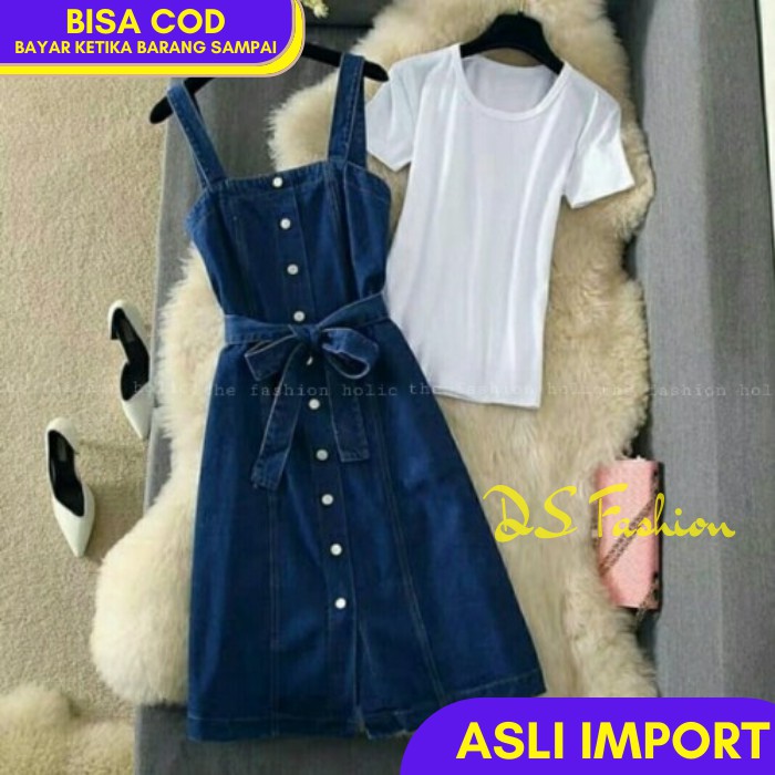 Jual DRESS VINTAGE KOREAN CASUAL DRES IMPORT KAOS KASUAL WANITA DRES