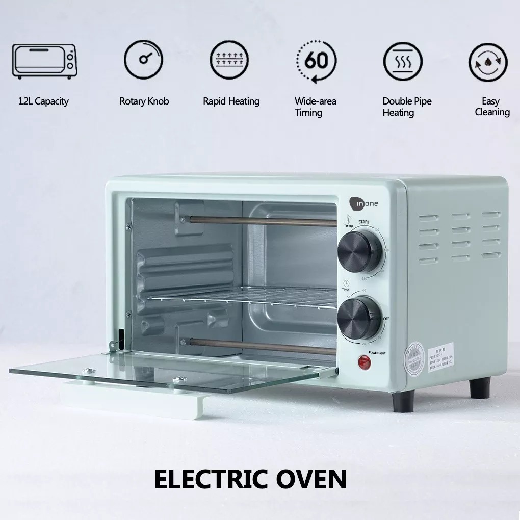 DISKON Electric Oven Microwave Penghangat Makanan Listrik Oven Listrik Kapasitas Besar Oven Listrik Tombol 12L Pemanggang Makanan listrik