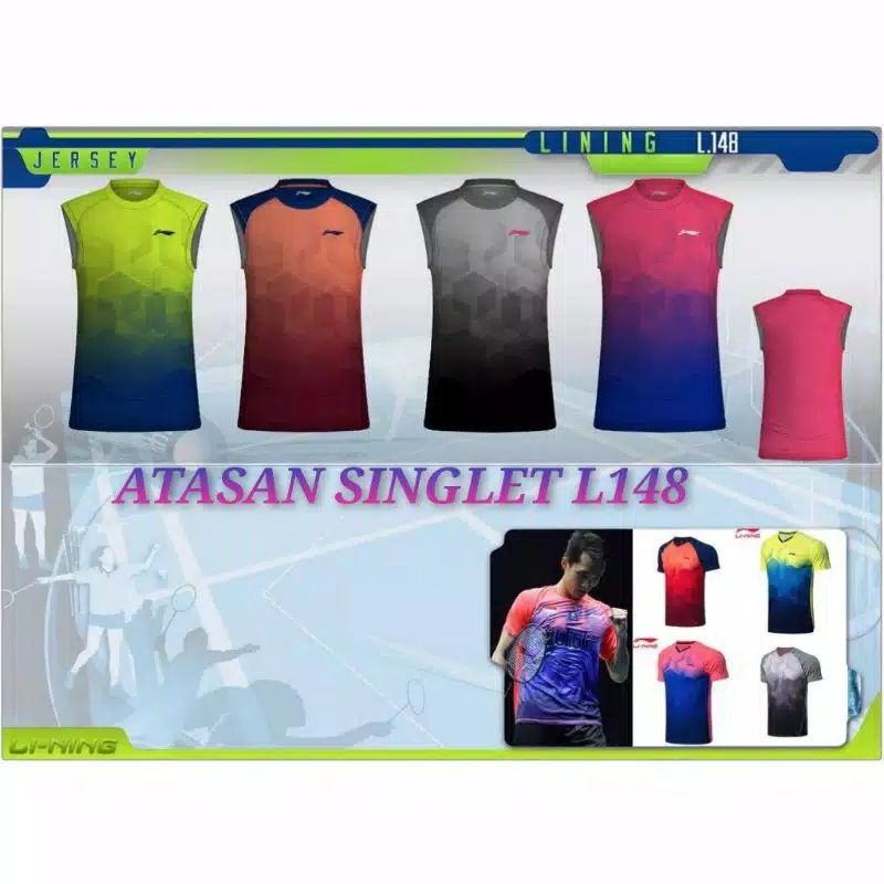 baju singlet badminton dewasa/atasan badminton L148P