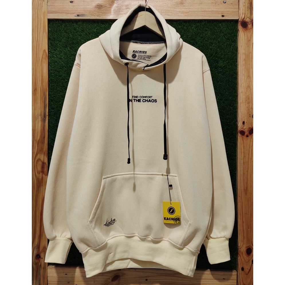 Sweater Hoodie Pria Warna Cream Distro Brand Kachios Sablon Huruf Print In Caos Switer Hodie Cowok Cewek Onisex Hudi Cwok Oversize Kota Bandung