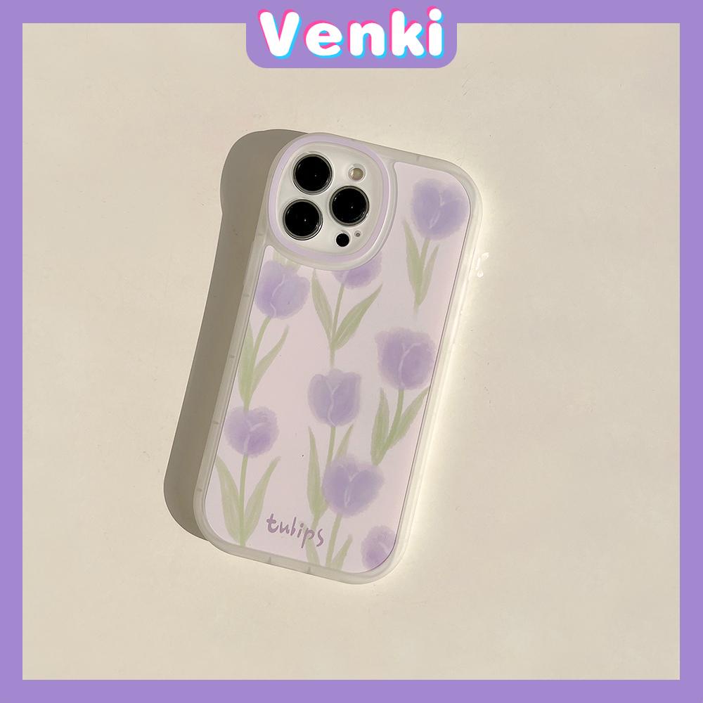 iPhone Case Silicone Soft Case Clear Case Shockproof Camera Cover Protection Purple Tulip Flowers Compatible For iPhone 11 iPhone 13 Pro Max iPhone 12 Pro Max iPhone 7 Plus xr