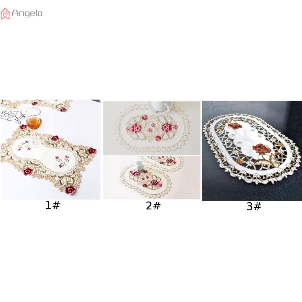  Taplak Meja Vintage  Motif Bordir Bunga Ukuran 30x45cm 