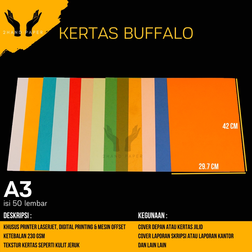 

Kertas A3 Karton Buffalo isi 50 lembar / Kertas Buffalo A3 / Kertas Jilid A3