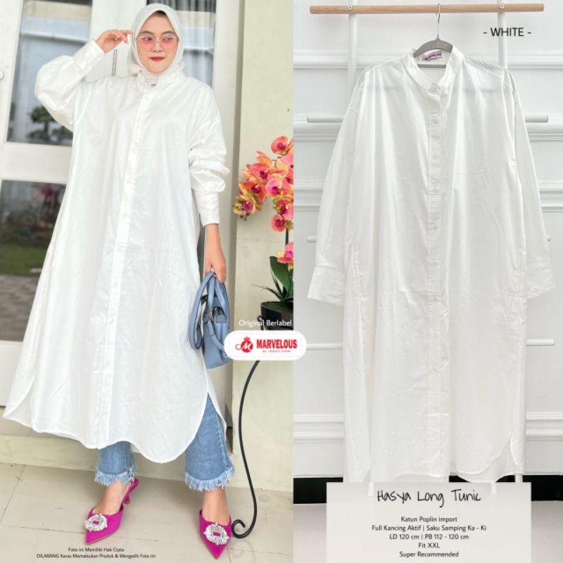 Tunik katun polos / Harsya long tunik by marvelous / Long tunik muslimah