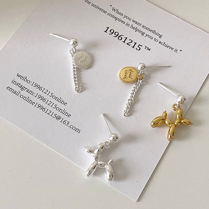 2022 Anting Tusuk Gantung Asimetris Silver 925 Anti Alergi Untuk Wanita
