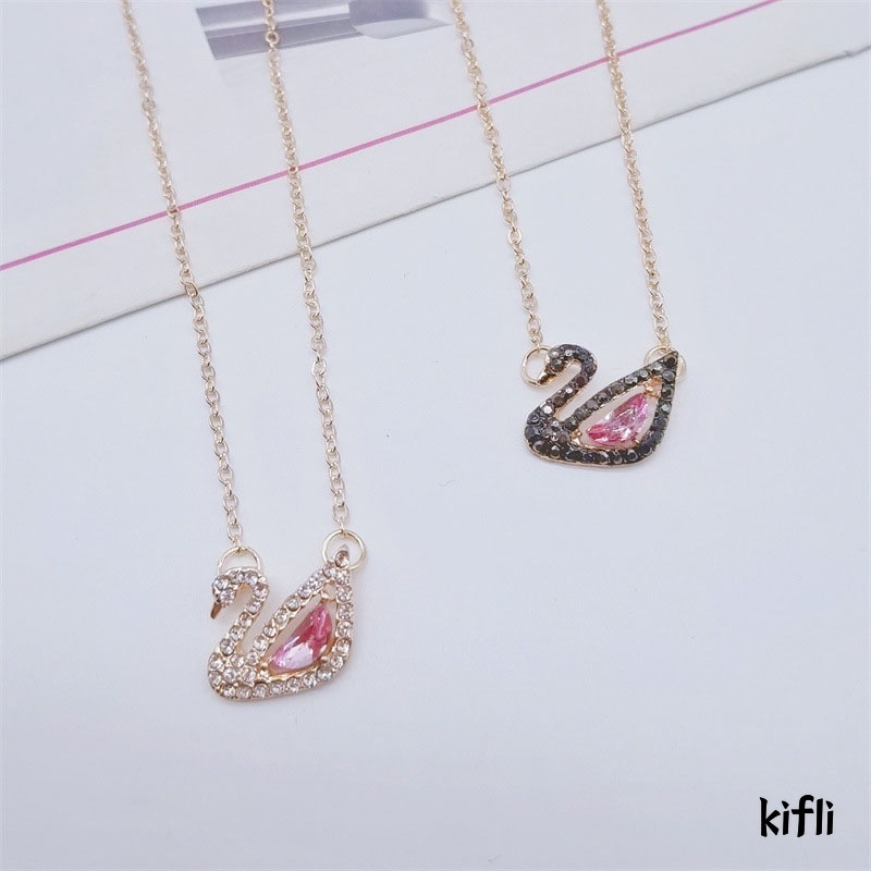 Korea Kalung,Rantai Liontin Angsa,Warna Pink Berlian Imitasi Untuk,Wanita Aksesoris