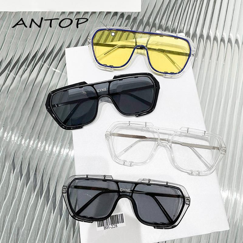 Kacamata Hitam Aviator Lensa Kuning Uv400 Gaya Vintage Model One piece Bingkai Besar Untuk Pria Dan Wanita