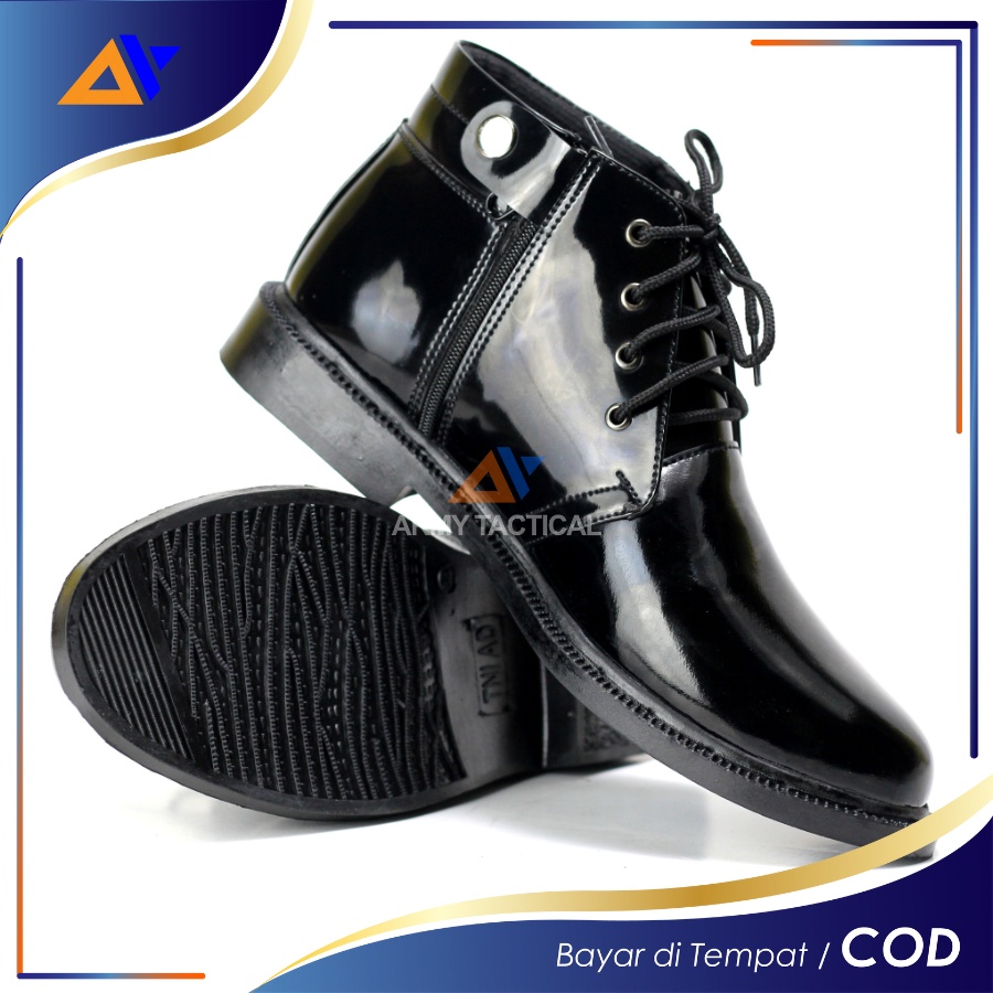 Sepatu PDH 03 TNI AD Hitam Mengkilap Pria Sepatu Kerja Dinas Kantor TNI Satpam Security Oxford