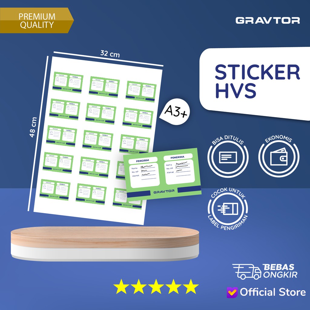 

Cetak Stiker HVS A3+ dan Kiss Cut | Print Sticker HVS Label Pengiriman Custom Murah
