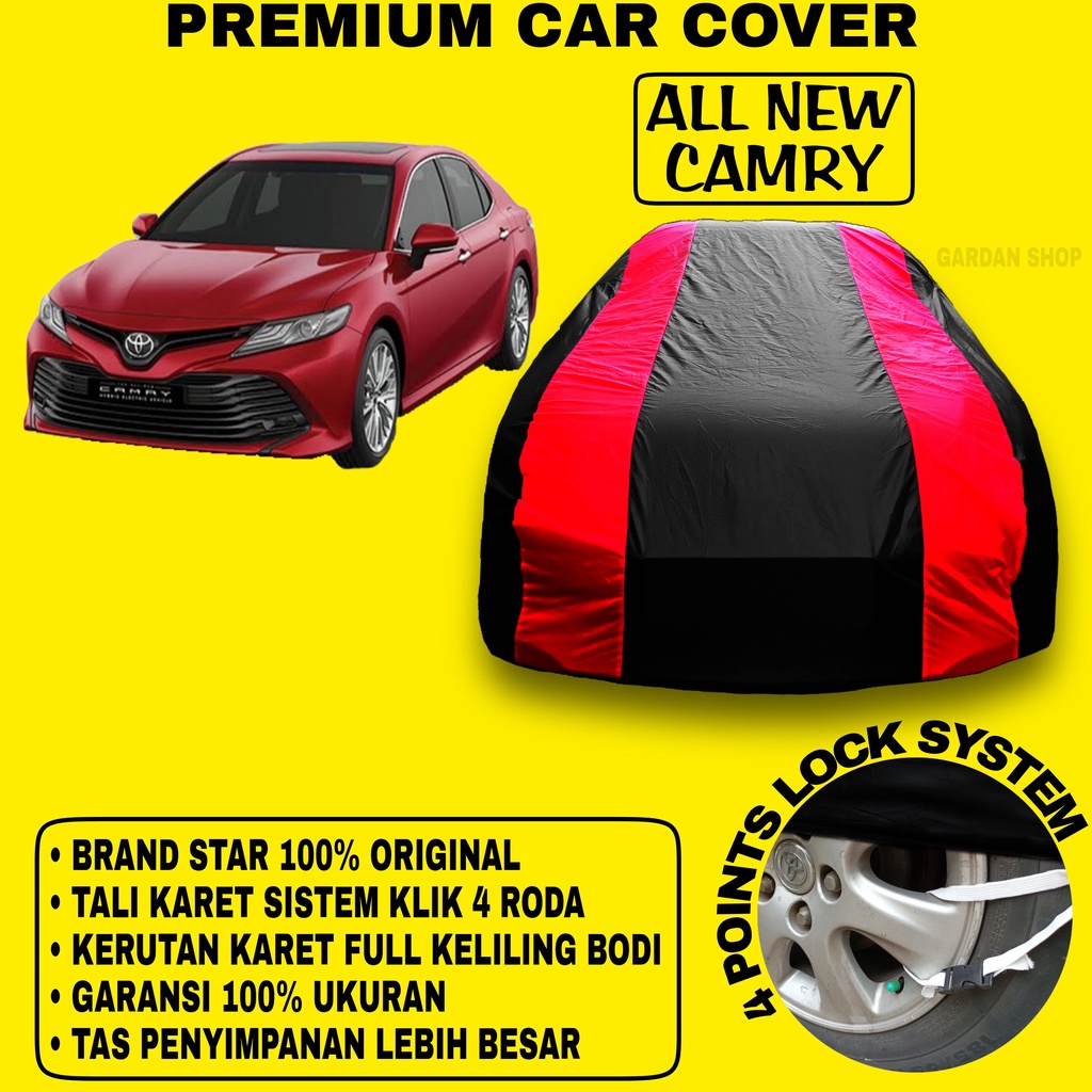 Body Cover ALL NEW CAMRY Sarung Strip MERAH Penutup Pelindung Bodi All New Camry Waterproof PREMIUM Cover