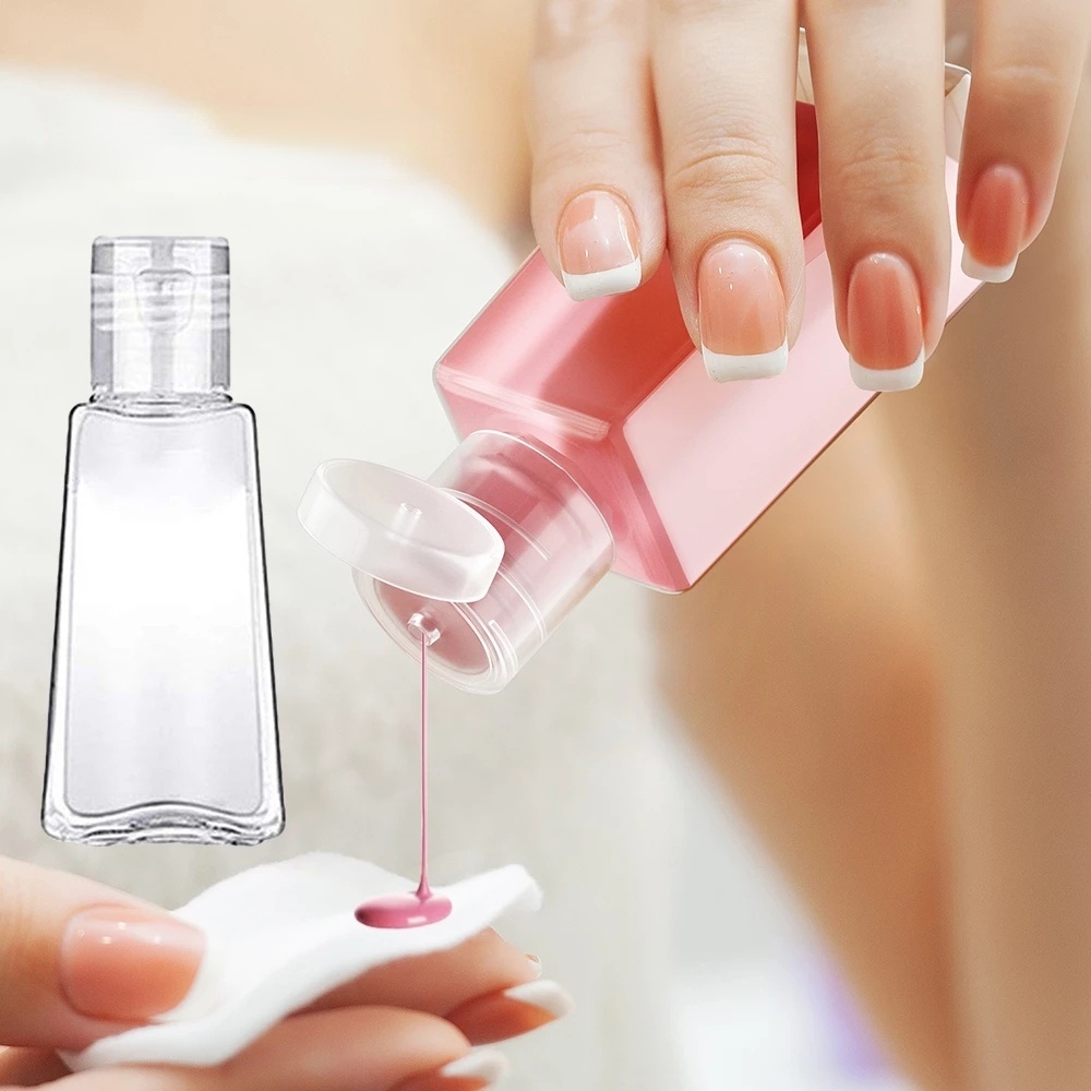 Botol Kosong Hand Sanitizer Bentuk Trapesium Bahan Plastik Transparan Ukuran 30ml / 60ml Dengan Tutup Flip