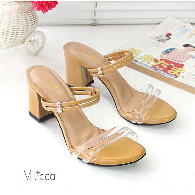 Milicca Sandal Heels Wanita Sandal Tali Hak Tahu Twensel