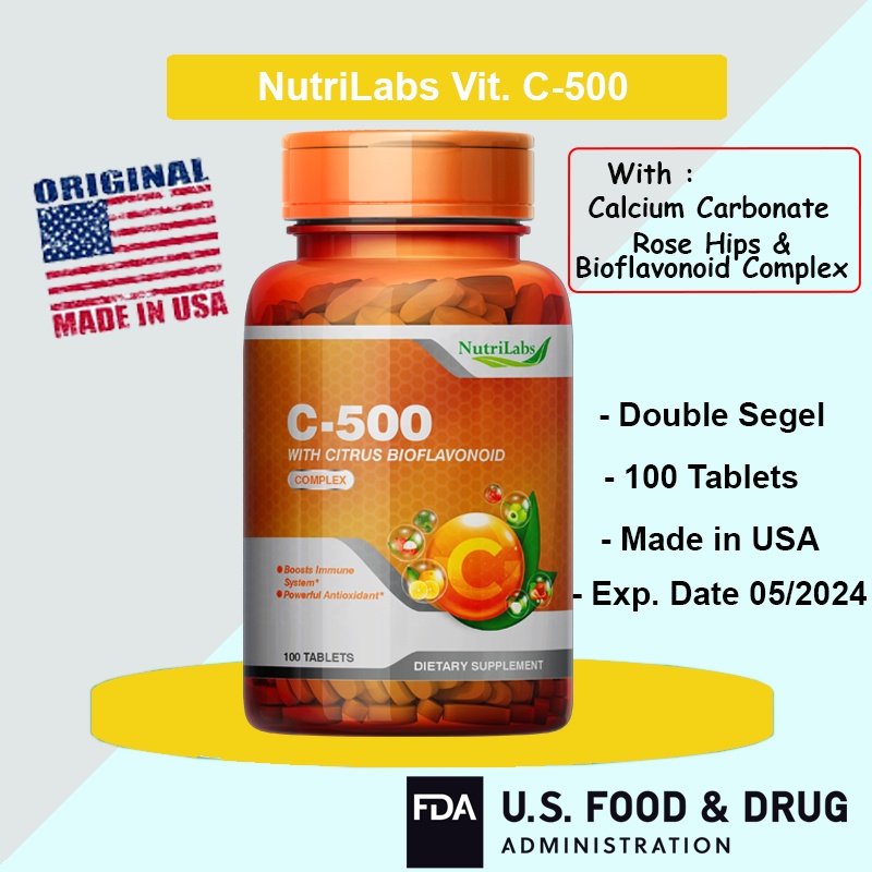 NutriLabs Vitamin C-500 C-1000 MG with Rose Hips &amp; Bioflavonoid Complex Not Puritan Kirkland NOW