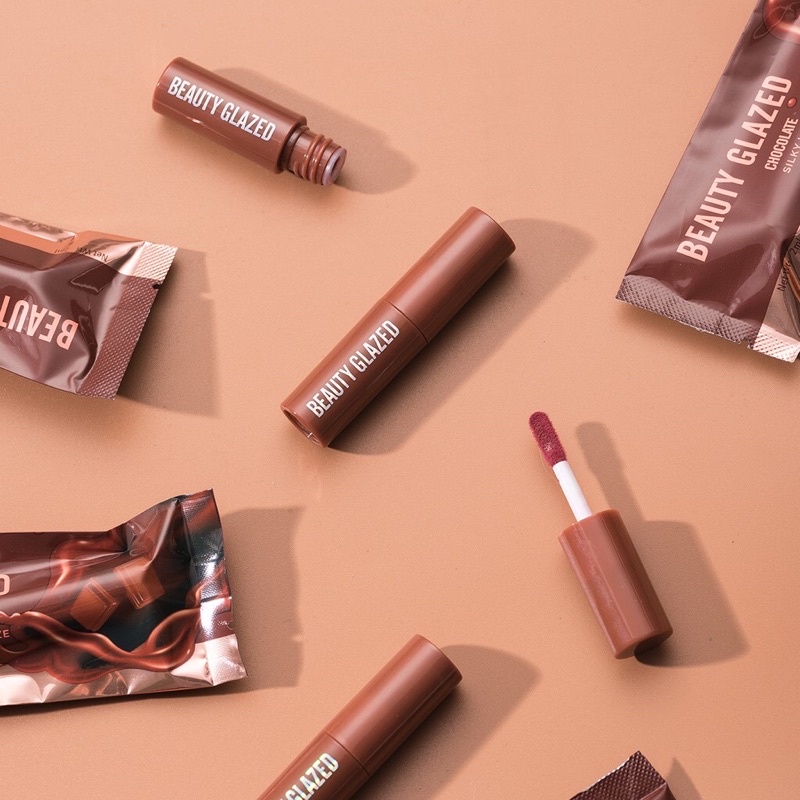 【HOTCOS 】Ready Stock! BEAUTY GLAZED Lipstik Coklat Chocolate Lipstick Matte Liquid Lip Moisturizing Gloss Long Lasting Waterproof