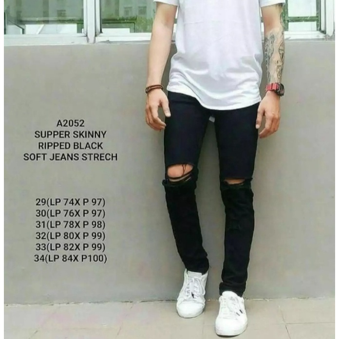 Celana jeans ripped/celana skinny sobek/CELANA JEANS PANJANG PRIA