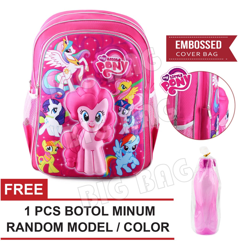 Tas Ransel Anak Perempuan Karakter - Big Emboss - PINK.RTM + FREE Botol Minum