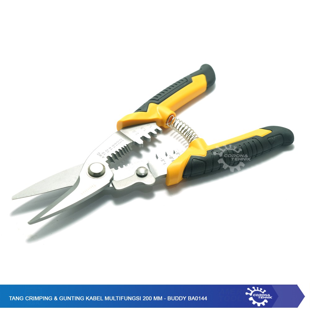Tang Crimping &amp; Gunting Kabel Multifungsi 200 mm - Buddy BA0144