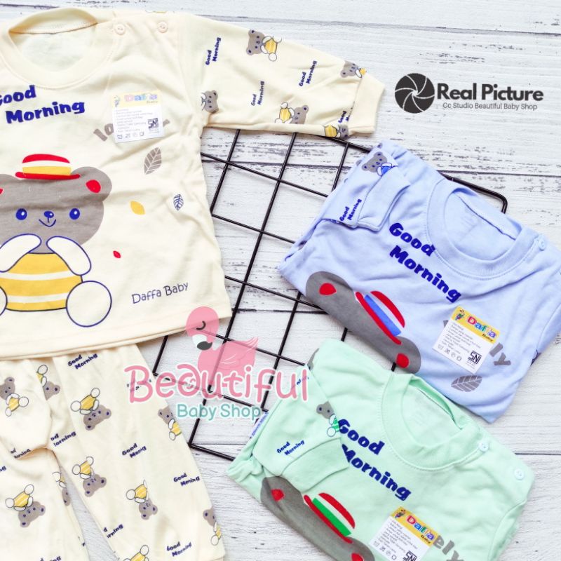 PREMIUM Setelan Baju Bayi Panjang SNI Motif Good Morning / Setelan Piyama Bayi / Baju Bayi Panjang Merk Daffa Baby / Baju Tidur Bayi / Baby.ou_