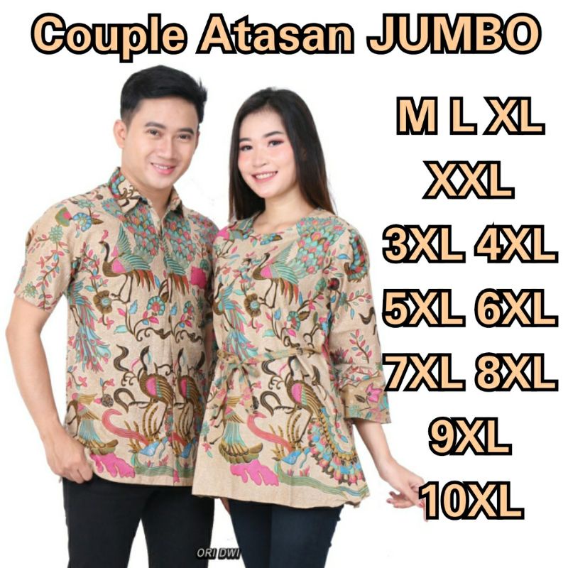 CJA9 Atasan pria wanita | ukuran M-10XL SUPER JUMBO | Atasan batik couple motif MERAK original pekalongan | aneka style atasan batik