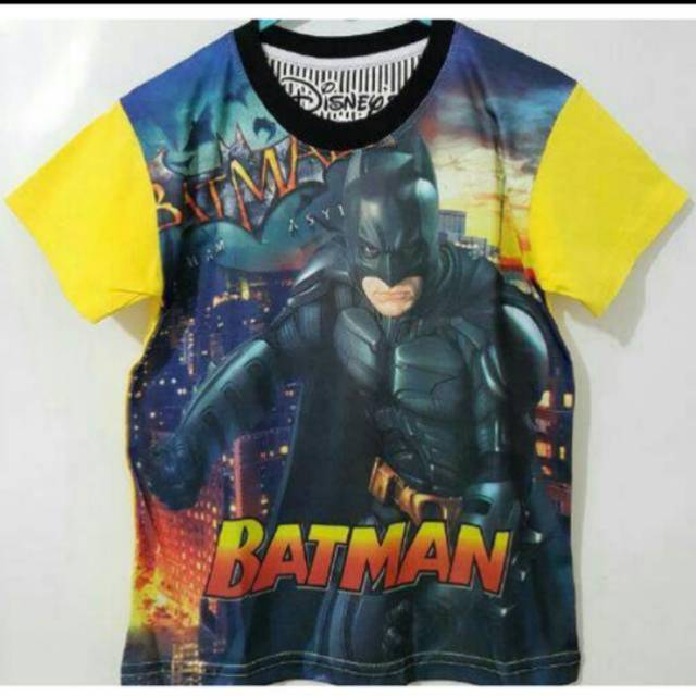 Baju kaos karakter oshkosh anak cowok motif BATMAN FULLPRINT size 1-6 bahan SPANDEK PE