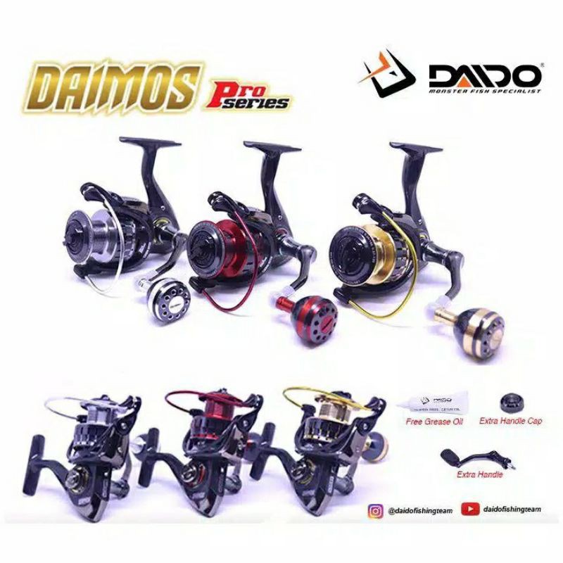 Daido Daimos Pro Series 1000/2000/3000/4000/6000 Free Handle Oil Reel Carbon Spinning Original