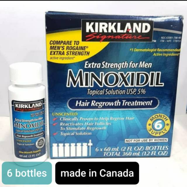 MINOXIDIL 5% KIRKLAND 1 BOX 6 BOTOL ORIGINAL 100% CANADA