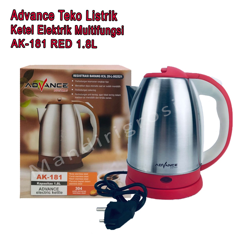 Teko Listrik * Advance * Ketel Elektrik * AK-181 RED 1.8L