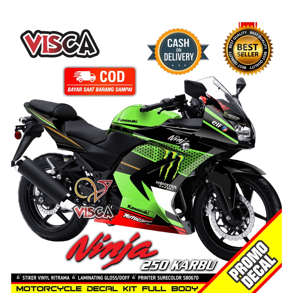 Decal Ninja 250 Karbu Full Body Stiker Ninja 250 Karbu Full Body Striping Ninja 250 Karbu Variasi Li