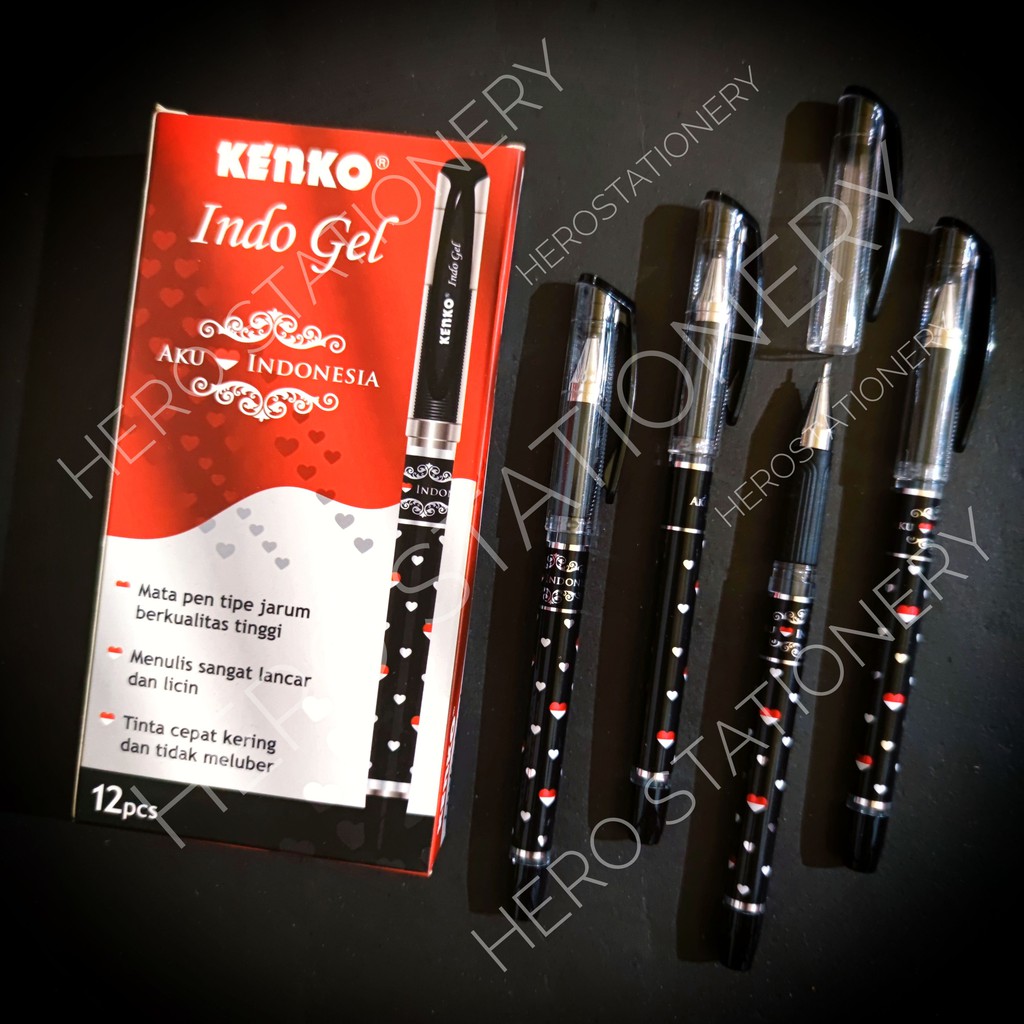 

Pen gel kenko indo gel 0.38 mm tinta hitam . 12 unit