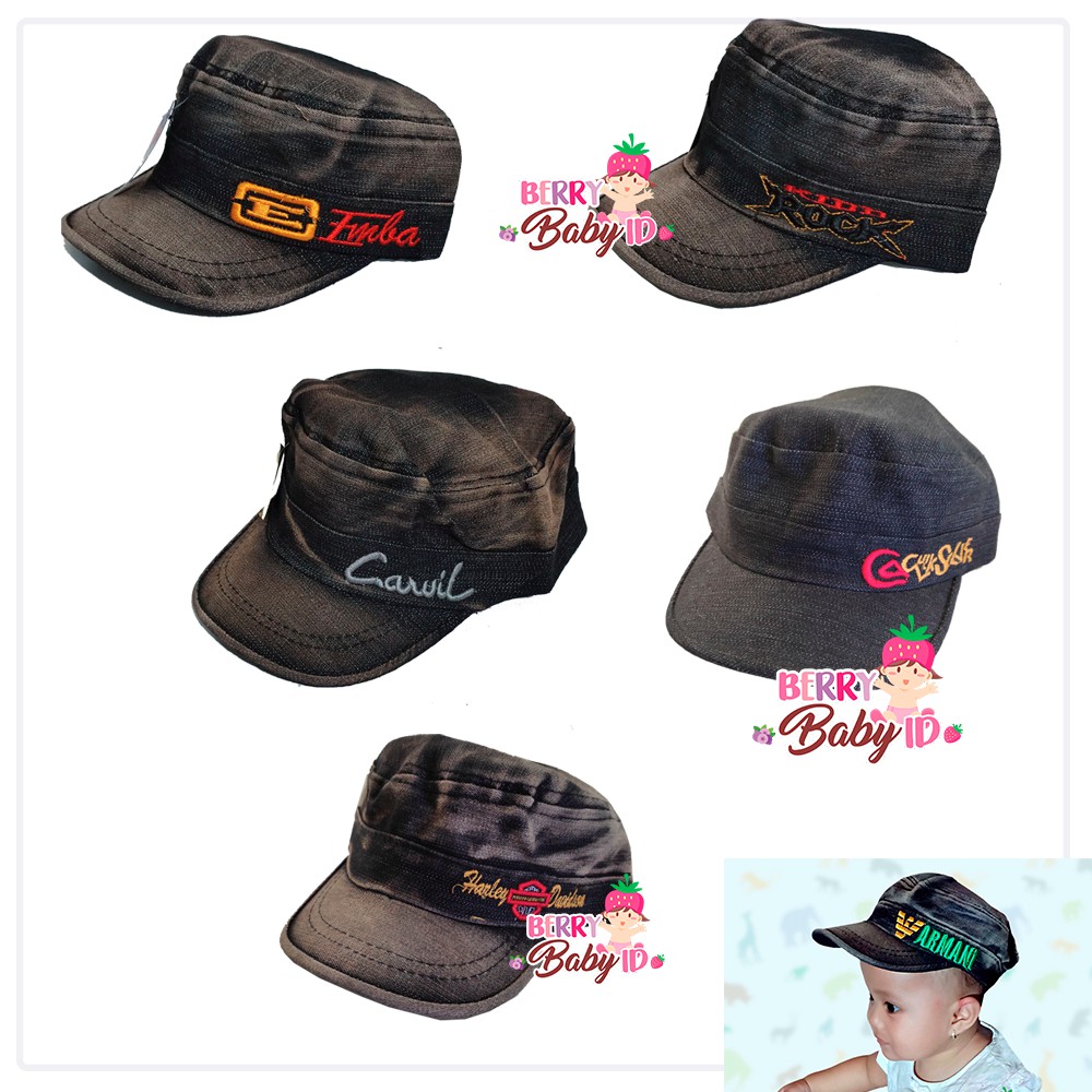 Berry Mart Topi Bayi &amp; Balita Anak Komando Washed Jeans Denim Keren Berry Mart