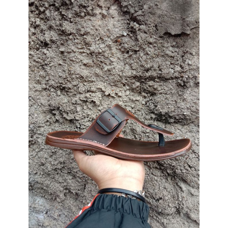 sandal jepit kulit asli original model carpil sandal pria sandal gesper sandal kokop sandal terbaru