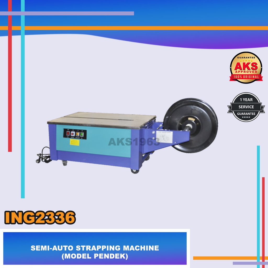 

Mesin Pengikat Kardus Model Pendek Semi Auto - Strapping Machine 220V AKS - ING2336