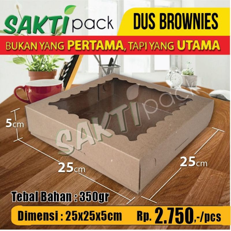 

Dus Brownies / Dus Kue , uk. 25 x 25 x 5 cm. bahan Kraft 350 g, laminasi plastik