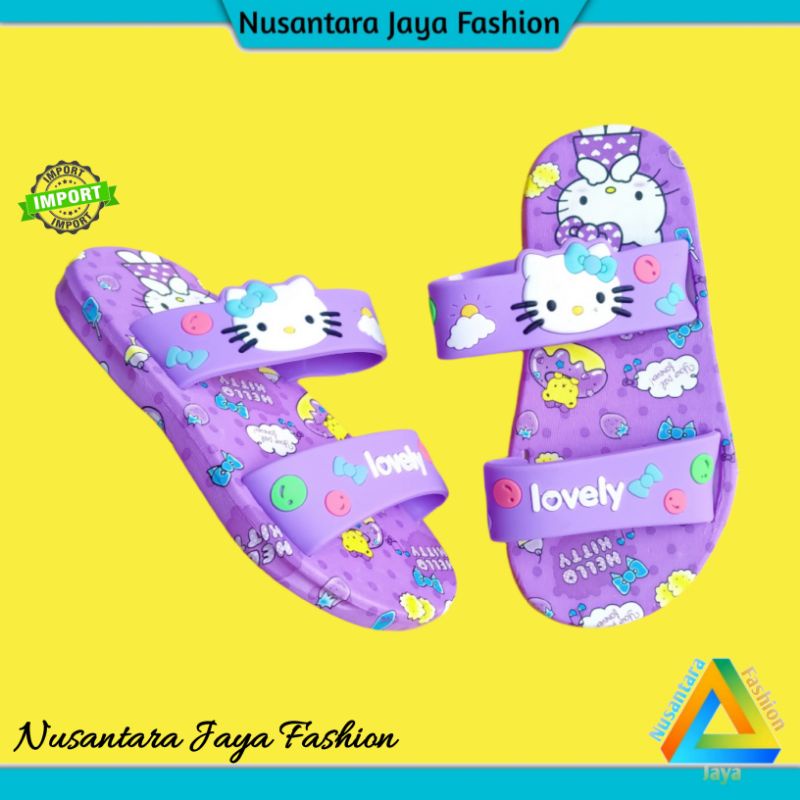 Sandal Balance Anak Tali 2 Strap CUTE Motif Hello Kitty Jelly Import