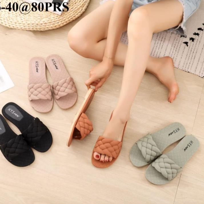 Stok terbatas.. Sendal karet wanita slop kepang, Sandal jelly perempuan terbaru model slop kepang,ny