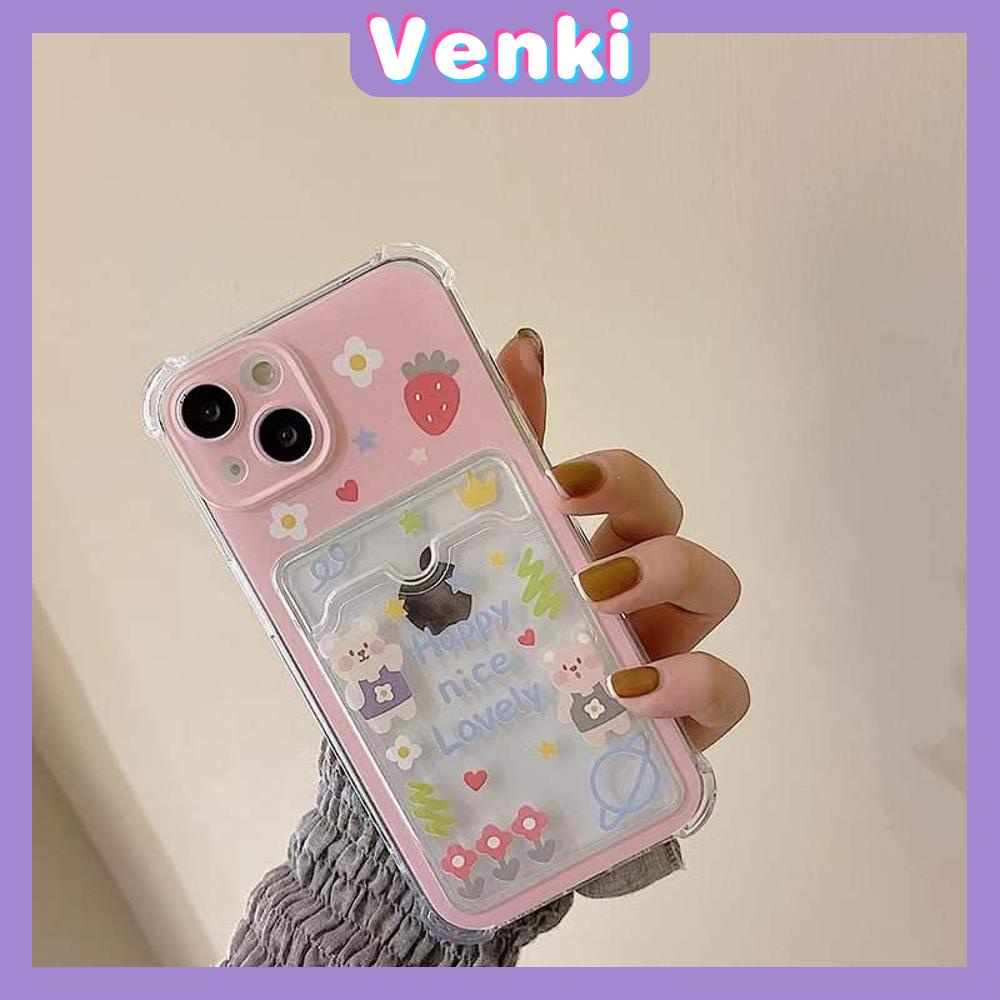 Casing Silikon Iphone 13 Pro Max 12 Pro Max 11 Pro Max 7 Plus Xr Xs Max Shockproof Motif Bunga Strawberry Pink