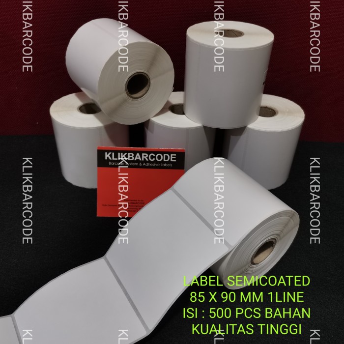 

LABEL BARCODE SEMICOATED 85 X 90 (1 LINE) KERTAS STICKER 85x90 MM isi:500 pcs