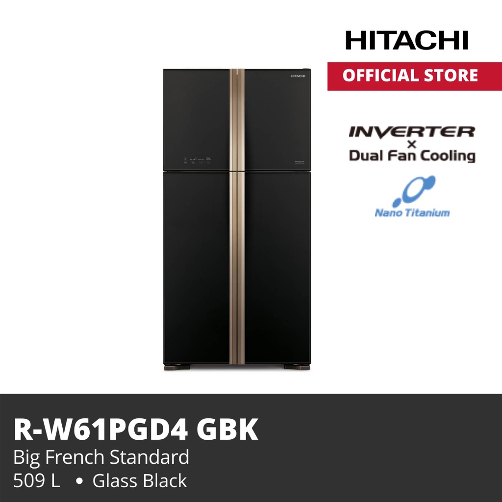 HITACHI KULKAS R-W61PGD4 GBK 510 L Big French