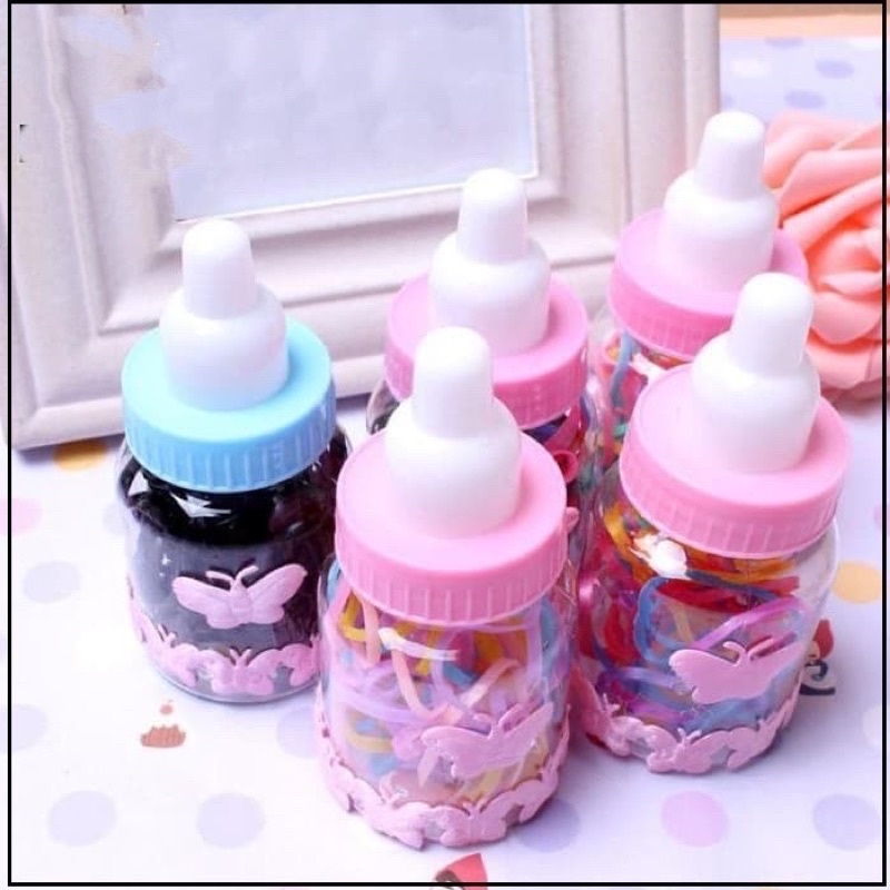 ikat rambut anak dot mini - karet rambut anak satu botol