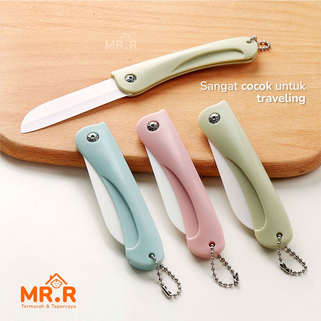 Pisau Dapur Lipat Pisau Travel Keramik Potong Memotong Buah Sayur Portable Folding Ceramic Knife