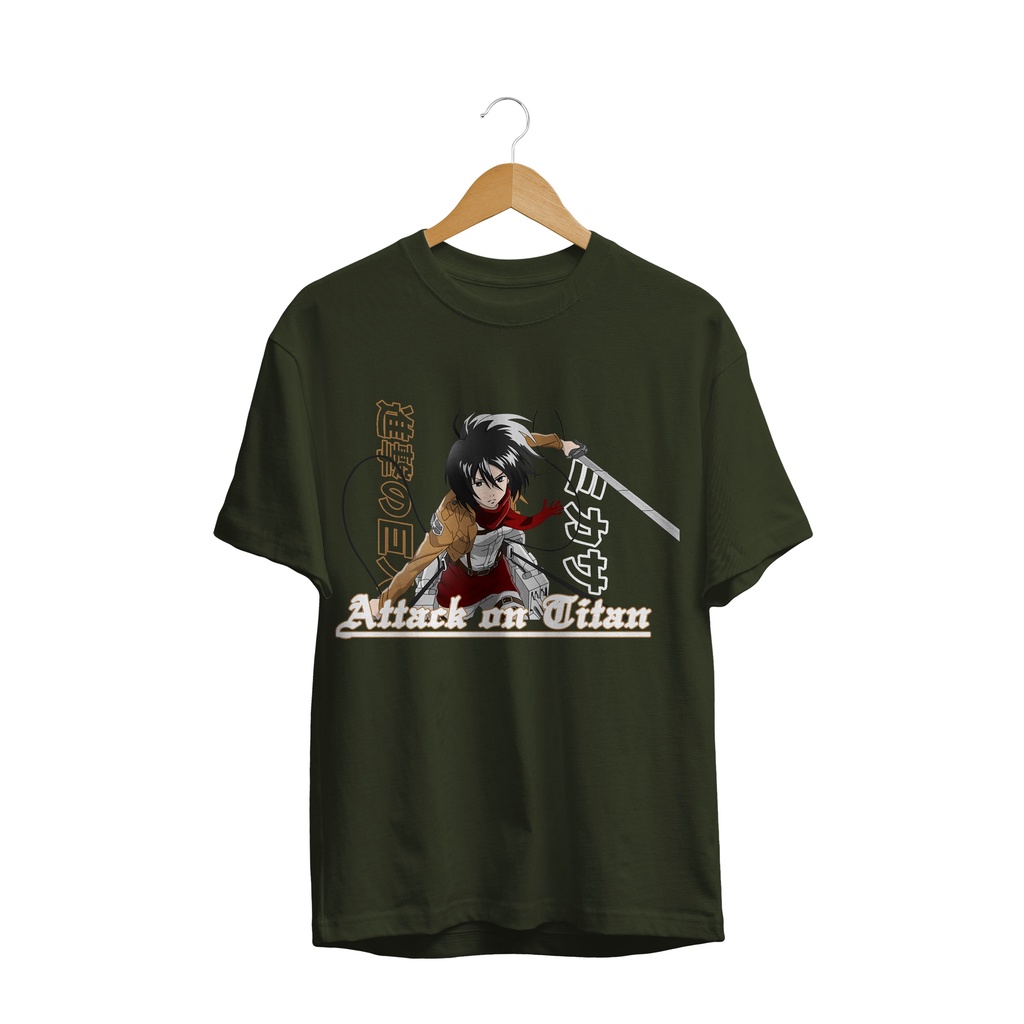 T-SHIRT KAOS DISTRO ANIME ACKERMAN FIGHTER MIKASA SHINGEKI NO KYOJIN AOT PREMIUM