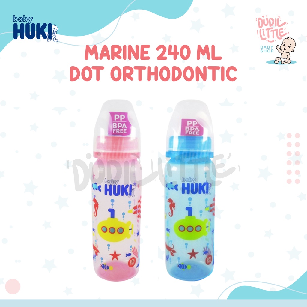 Botol Huki 120-240ml Dot Orthodontic Sea Horse Marine Baby Round Milk Bottle 100% Garansi