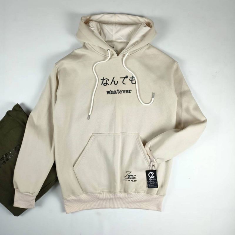 Sweater Hoodie Pria Original Zagas Distro Cotton Taiwan Cream